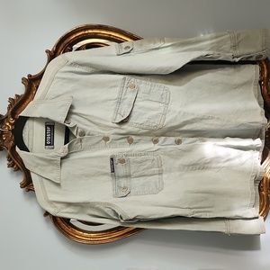 Light weight denim light wash jacket